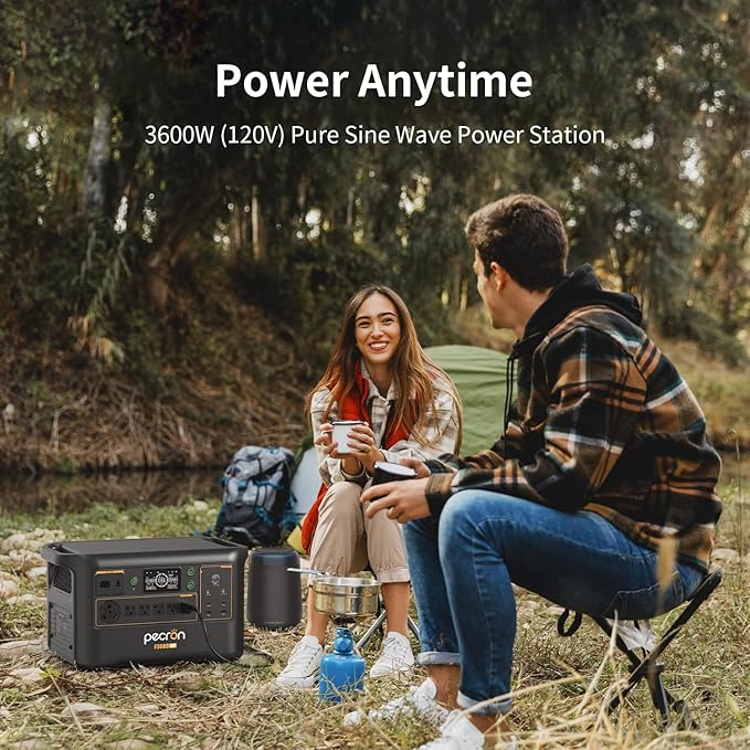 pecron Portable Power Station F3000LFP 3072Wh Solar Generator 3600W LiFePO4 Battery Home Backup Fast Charging Lithium Battery with 100W USB-C Output for Home Camping RV Emergency