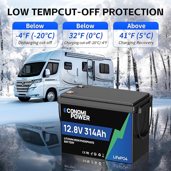 12V 314Ah(300Ah) LiFePO4 Lithium Battery 200A Smart BMS w/App Monitoring &amp 15000+ Cycles Compact Reliable Power for RV Solar Off-Grid &amp Home Backup