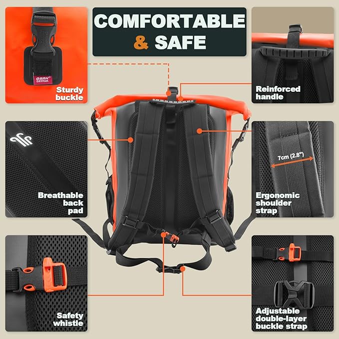Waterproof Backpack Dry Bag 35L/55L/85L – Heavy Duty Roll-Top Hiking Backpack Sack Keeps Gear Dry for Travel Kayaking Boating Camping Rafting and Fishing