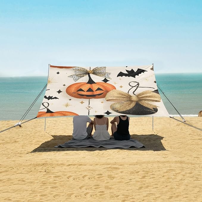 ALAZA Pumpkin Pattern Beach Tent Sun Shelter Portable Canopy Sunshade for Outdoor Camping Picnics Backyard Fun 10x9 ft