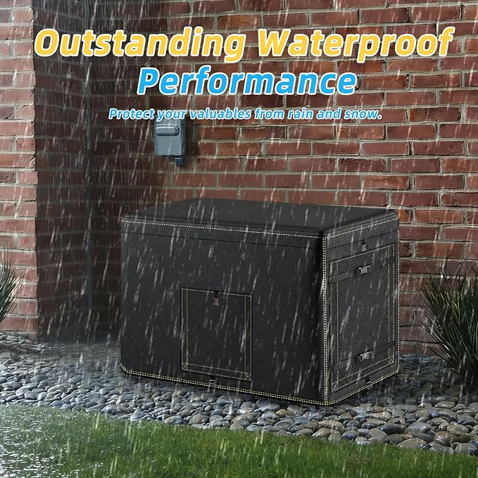 Generator Cover 600D Polyester Heavy-Duty Waterproof Generator Cover for 7.5–22kW Home Standby Generators — Windproof Zippered/Elastic Hem Design Black