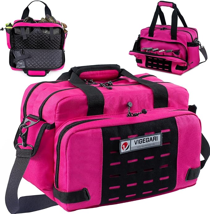 Tactical Pistol Range Bag for 3 Handguns Gun Range Bag with 6 Magazine Slots Lockable Zippers Ammo Storage MOLLE Handgun Case for Shooting Range Accessories