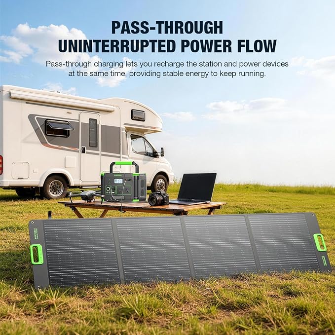 Solar Generator 1000W（2000W Peak）Portable Power Station 110V Pure Sine Wave AC Outlets 60W USB-C PD Fast Charging 10 Ports for RV TripCampingHome Emergency