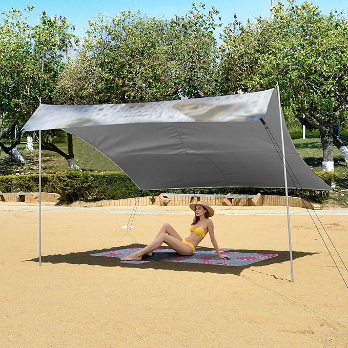 ALAZA Enjoy The Summer Starfish Beach Tent Sun Shelter Portable Canopy Sunshade for Outdoor Camping Picnics Backyard Fun 10x9 ft