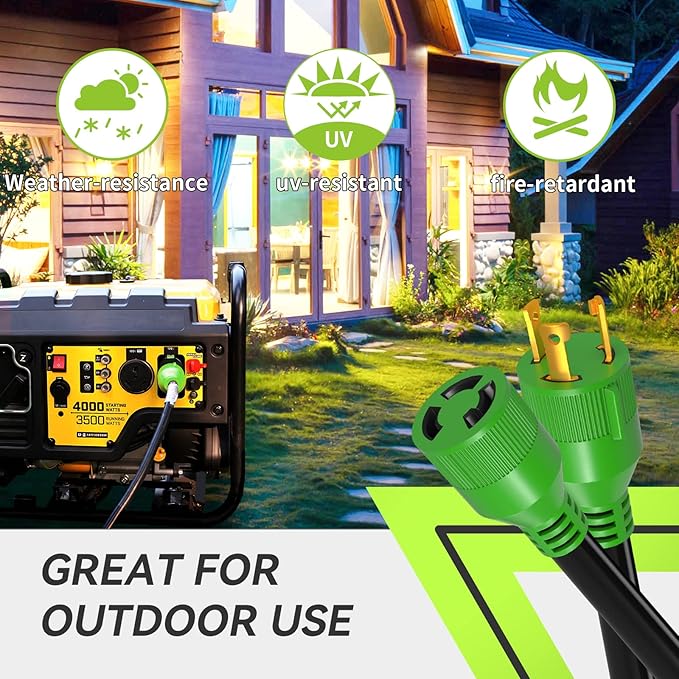 RVMATE 3 Prong 30 Amp Generator Extension Cord 20 Feet NEMA L5-30P/L5-30R 125V SJTW Jacket