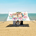 ALAZA Cute Owl Flowers Beach Tent Sun Shelter UPF50+ Protection Beach Shade Canopy w/ 4 Sandbags for Outdoor Camping Fishing Backyard Fun Picnic 10x9 ft