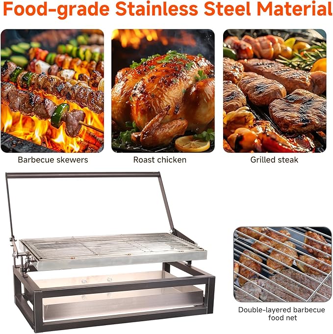 Tabletop Rotisserie Grill - Compact 360° Rotating Charcoal BBQ for Balcony &amp Camping Detachable Ash Pan (KA-6166T)
