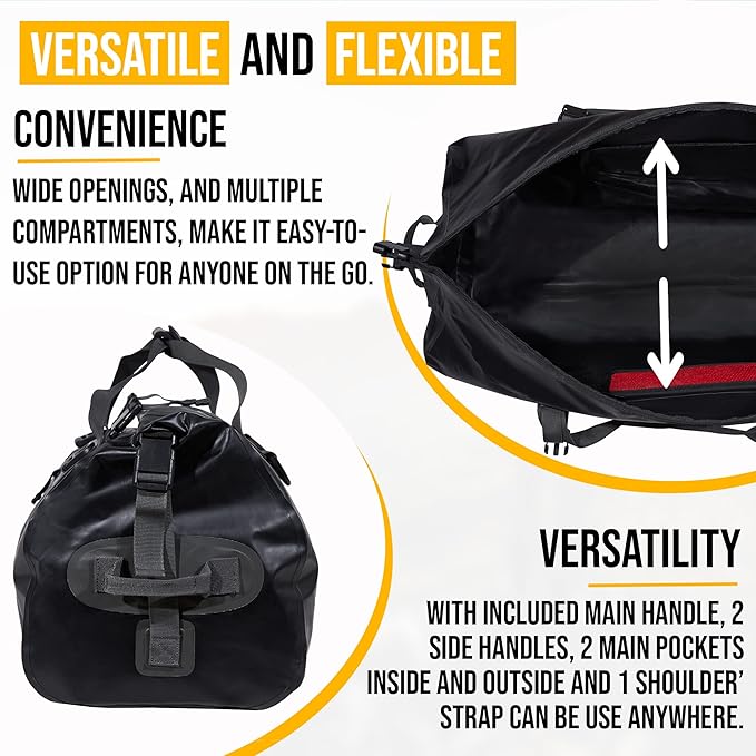 LEGEND Waterproof Duffel Bag - Heavy Duty Duffle Bag for Outdoor Camping Boating &amp Travel Premium PVC Dry Duffel Bag Motorcycle Dry Bag with Durable Strap &amp Handles with Large Storage - 40