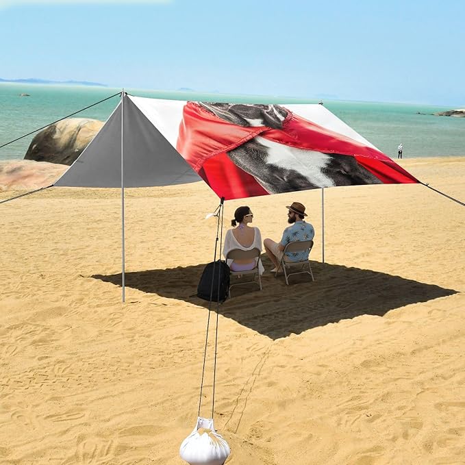 ALAZA French Bulldog Wears A Red Cape Beach Tent Sun Shelter Portable Canopy Sunshade for Outdoor Camping Picnics Backyard Fun 10x9 ft