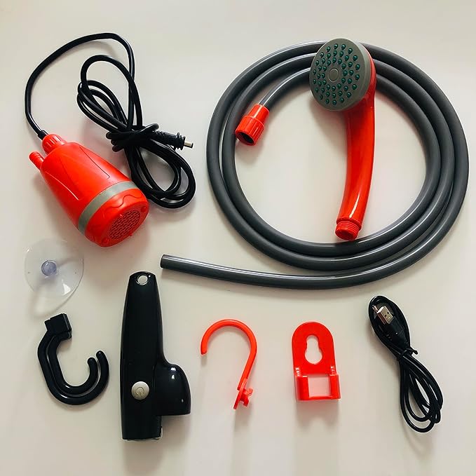 Portable outdoor ShowerElectric Rechargeable Camping Shower Pump for CampingHikingTravelPet CleaningCar WashWater Flower