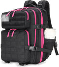 Lovelinks21 25L Tactical Military Backpack Small Travel Backpack for Men and Women Assault Pack Bug Out Bag Molle Daypack Gym Backpack with Bottle Holder (Black Neon Pink)