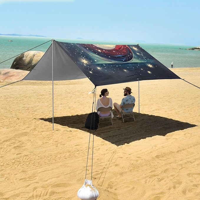 ALAZA Number Eight Billiard Ball Constellations Beach Tent Sun Shelter Portable Canopy Sunshade for Outdoor Camping Picnics Backyard Fun 10x9 ft