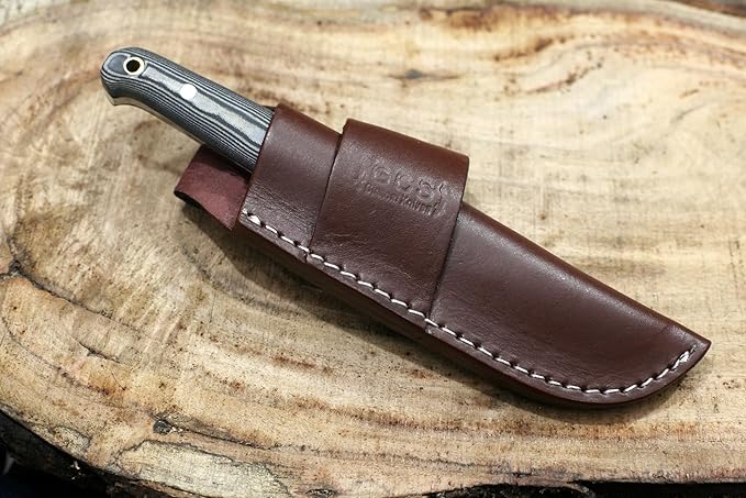 GCS Handmade D2 Steel Hunting And skinning Knife Black And White Handle Full Tang Blade and Leather Sheath for Hunting Hunting Camping Survival EDC-GCS 943