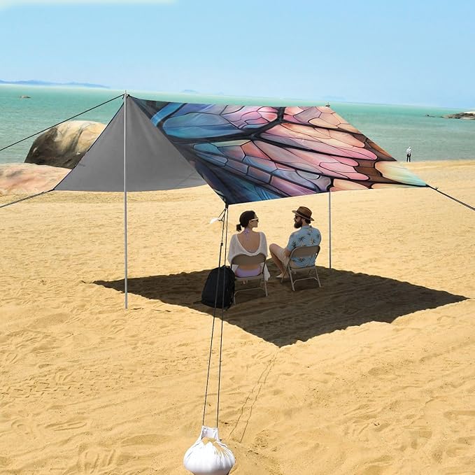 ALAZA Butterfly Wings Beach Tent Sun Shelter Portable Canopy Sunshade for Outdoor Camping Picnics Backyard Fun 10x9 ft