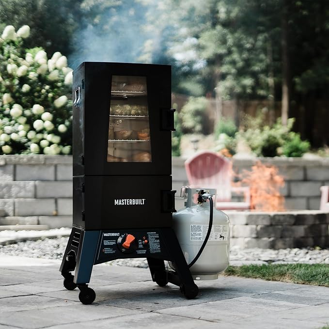 Masterbuilt® 40-inch ThermoTemp Propane Gas Vertical BBQ Smoker with Analog Temperature Control and 960 Cooking Square Inches in Black Model MB20051316
