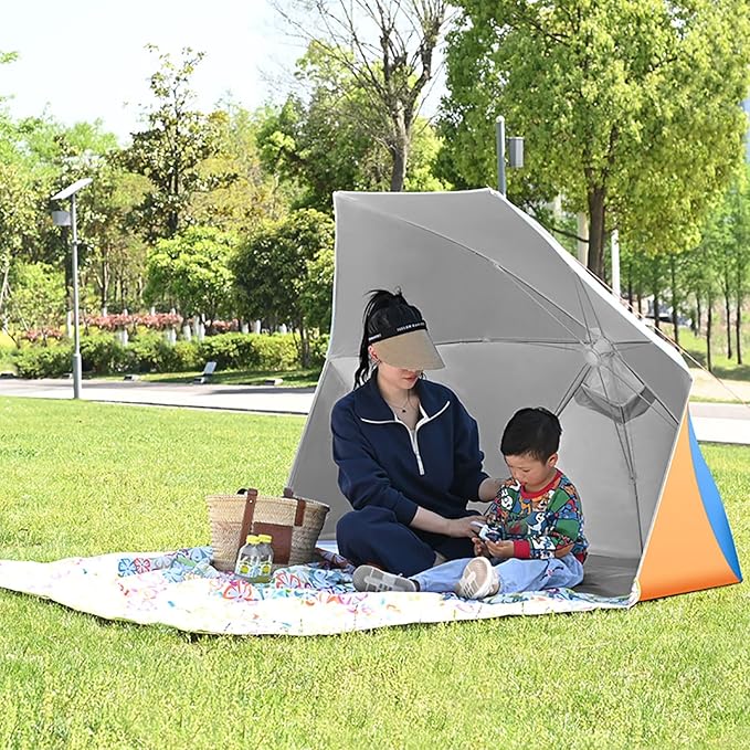 Pop Up Beach Tent Portable Automatic Waterproof Sun Shade Tent Easy Set Up Lightweight Pest Proof UV 50+ Sun Shelter Camping Gazebo 3-4 People Available (Color : Green)