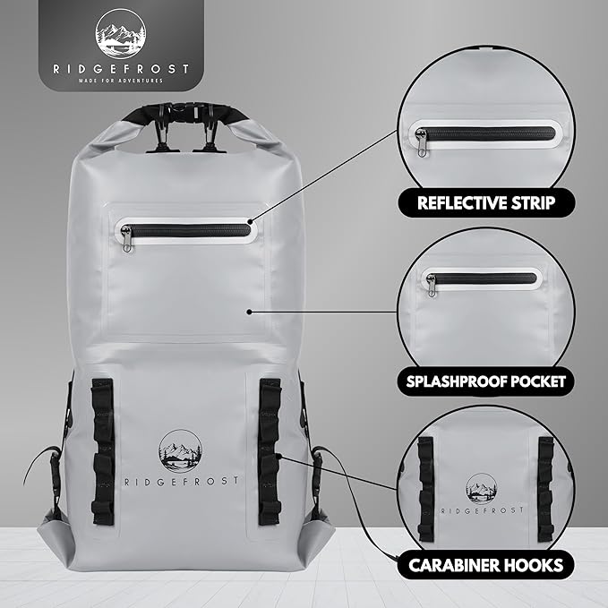 Yellow &amp Grey 20L Dry Bags - Pack of 2 | Waterproof w/2 Compartments | Dry Bags for Beach &amp More | Lightweight Roll-Top &amp Roll-Bottom backpack