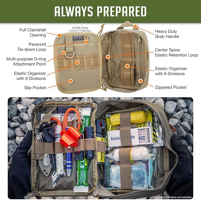 MAXPEDITION Beefy Pocket Organizer Compact MOLLE-Compatible 1000D Nylon Tactical Pouch Everyday Carry Tool and Gear Storage for Outdoor Tactical Survival 0266