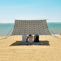 ALAZA Abstract Gold Fan Beach Tent Sun Shelter UPF50+ Protection Beach Shade Canopy w/ 4 Sandbags for Outdoor Camping Fishing Backyard Fun Picnic 10x9 ft