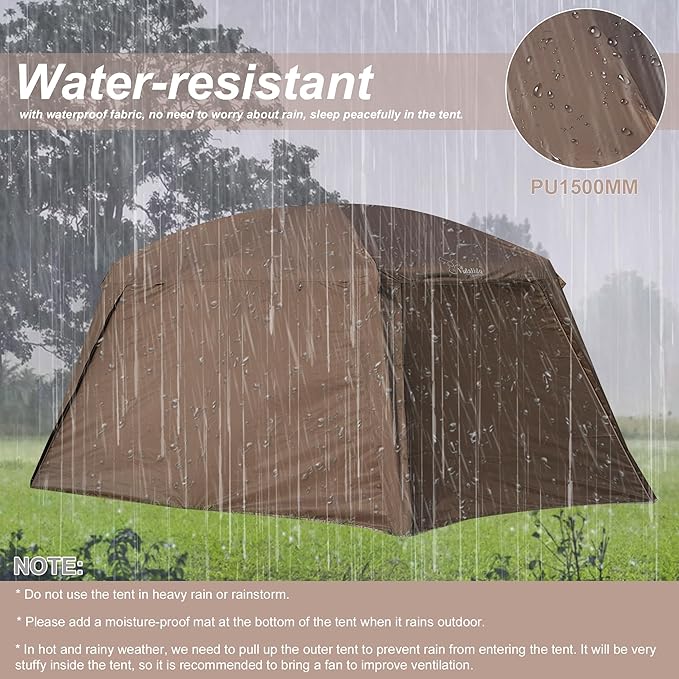 Vidalido 8-10 Person Camping Tent with 3 Door 2 Room Large Family Cabin Tents Double Layer Waterproof Portable Glamping Tent Big Tents for Outdoor Picnic Camping Hiking and Family Gathering