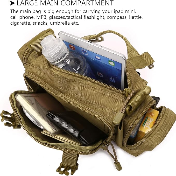 Protector Plus Tactical Fanny Pack Military Assault Waist Bag Hip Belt MOLLE Sling Army Lumbar Gear Pouch EDC Camera Handlebar Range Bags (Patch Included)