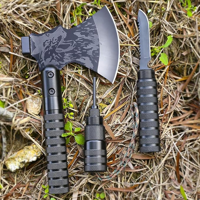 LIANTRAL Survival Camping Axe Folding Tactical Axe Hatchet with Hammer Nylon Sheath for Outdoor Adventures