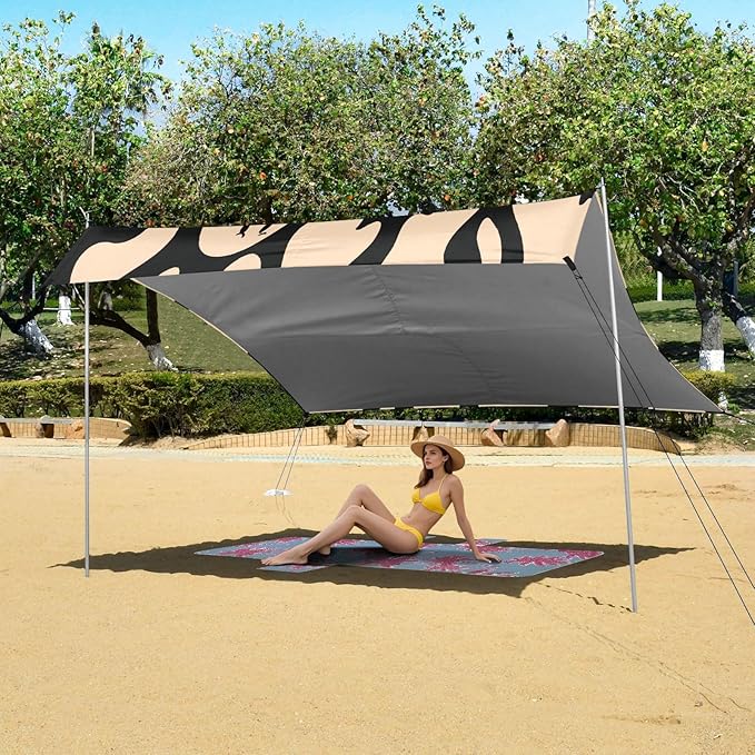 ALAZA Strange Ghost Pattern Beach Tent Sun Shelter UPF50+ Protection Beach Shade Canopy w/ 4 Sandbags for Outdoor Camping Fishing Backyard Fun Picnic 10x9 ft