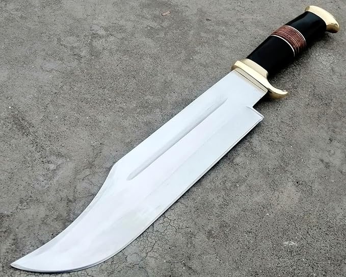 DSK-179 Fixed Blade Bowie Knife with Leather Sheath - High Polish Forged Premium Hunting &amp Survival Knife