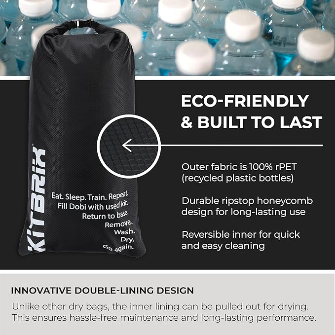 KitBrix DobiPak Drybag 12L - Keeps Wet Gear Separate - Waterproof Dry Bag for Sports Camping &amp Travel - Perfect for Wetsuits Swim Gear Muddy Boots - Durable &amp Lightweight