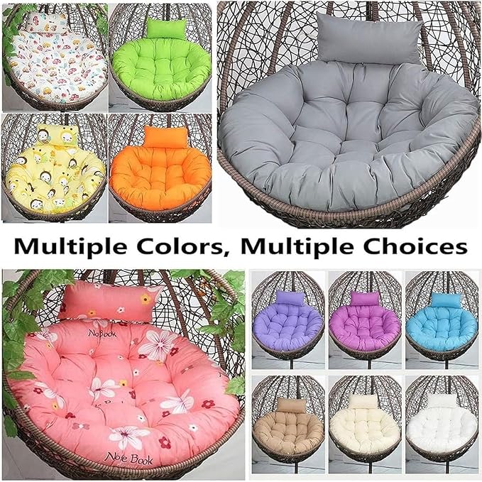 Egg Chair Cushion Hanging Basket Chair Pads Wicker Rattan Hanging Seat Cushions with headrest Pillow Washable for Indoor OutdoorA7126cm