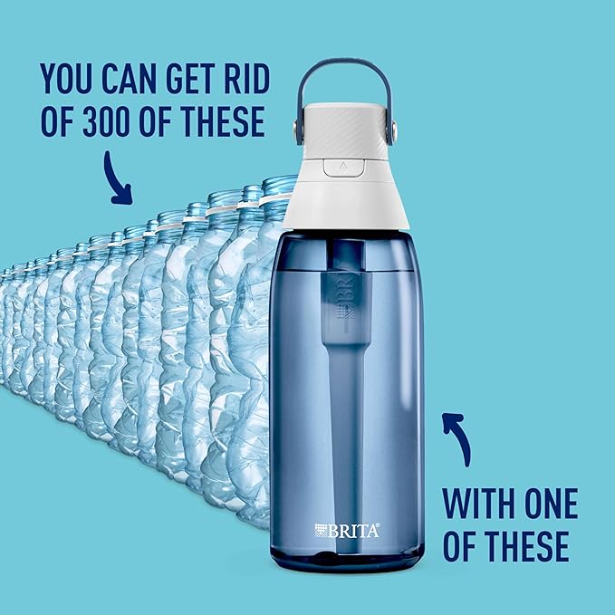 Brita Hard-Sided Plastic Premium Filtering Water Bottle BPA-Free Reusable Replaces 300 Plastic Water Bottles Filter Lasts 2 Months or 40 Gallons Includes 1 Filter Night Sky - 36 oz.