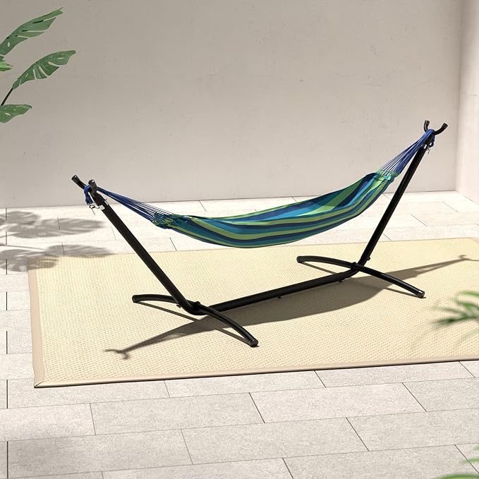 Amazon Basics 2 Person Heavy Duty Portable Sturdy Hammock Stand for Outside Easy Assembly Includes Carrying Case 9 foot Black