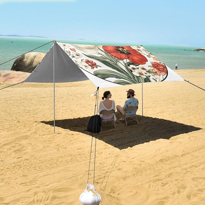 Flowers Flower Dianthus Rose Beach Tent &amp Canopy UPF50 Easy Setup Portable Sun Shelter with Sandbags &amp Sand Shovel for Camping Fishing Backyard Fun