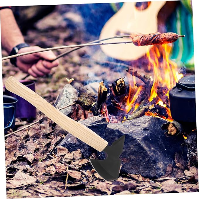 2pcs Ax Wooden Handle Utility Hatchet Pliers Sharpeners Utensils Double Bit Axe Automatic Whetstone Tool Splitting Axe Handles Camping Handle Replacement Drill Axes Lawnmower