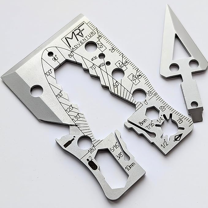 Adventur – 40+ Tools Survival Credit Card Multitool – 440C Stainless Steel Pocket Axe Tool with Knife Wrenches Ruler Bottle &amp Can Opener