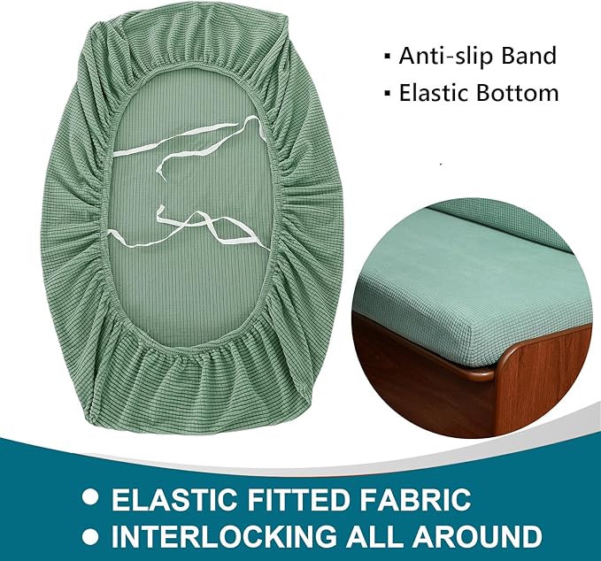 KRFOONN RV Dinette Cushion Covers Stretch Camper Cushions Cover Replacement Couch Cushion Slipcovers Washable Loveseat Slipcovers for Travel Trailer Couch (2 Backrest Cover &amp 2 Bench Cover Green)