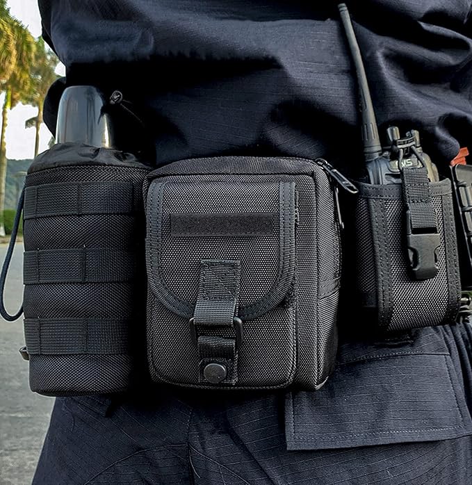 Compact Utility Gadget Pouch Tactical MOLLE Nylon Duty Belt Pouches for Police Law Enforcement Work EDC Small Tool Waist Bag for 6.1 Cellphone Outdoor Camping Hiking Organizer