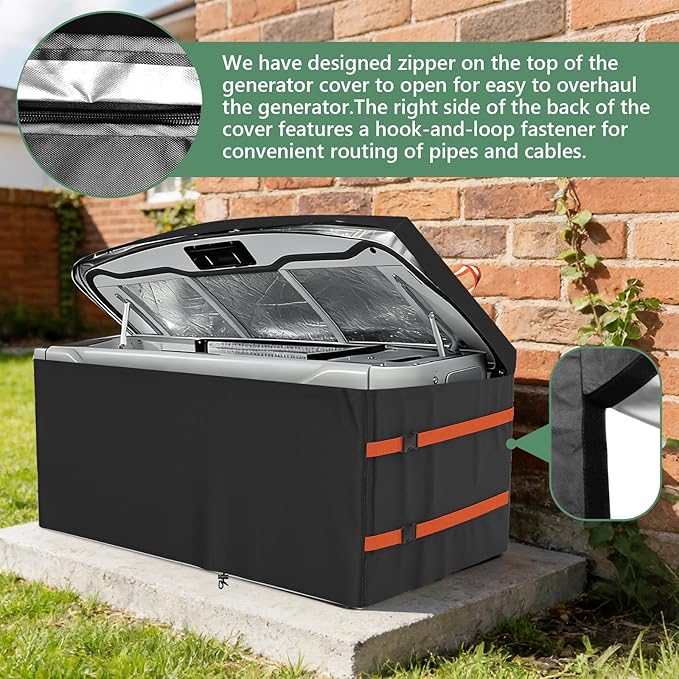 Generator CoverOutdoor Waterproof Generator Cover for 7043 22KW Home Standby GeneratorBlack All-Weather Protection Material51W x 28D x 29H
