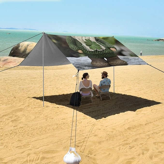 ALAZA Patrick's Day Gnome with Clover Beach Tent Sun Shelter Portable Canopy Sunshade for Outdoor Camping Picnics Backyard Fun 10x9 ft