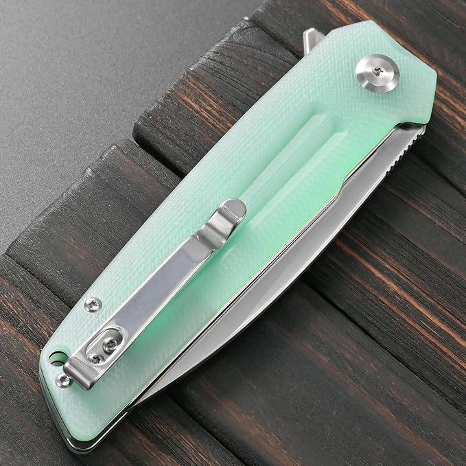Sitivien ST152 Folding KnifeK110(D2) Steel Blade with G10 Handle EDC Tool Knife for Outdoor CampingHikingFishing(Jade)