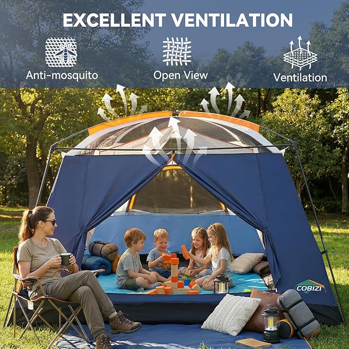 COBIZI 4-6-8-10 Person Camping Tent Spacious Family Tents for Camping Ideal Hiking 3500mm Waterproof Double-Layer Windproof Tent for Hiking &amp Backpacking