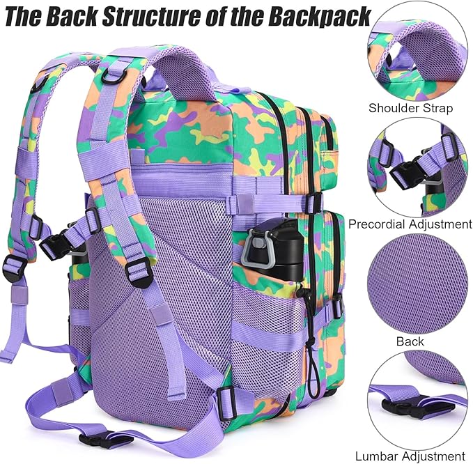 45L Tactical Backpack for Men Women Military Assault Pack with MOLLE Large 3 Day Bug Out Bag for Hiking Camping