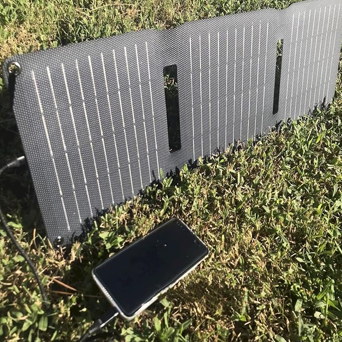 [Upgraded] FlexSolar 20W Portable Solar Panel High Efficiency ETFE Foldable Panels with 5V USB A/USB C Ports IP67 Waterproof Power Emergency Solar Charger for Phone Power Bank Camping Backpacking