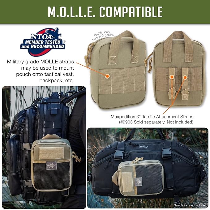 MAXPEDITION Beefy Pocket Organizer Compact MOLLE-Compatible 1000D Nylon Tactical Pouch Everyday Carry Tool and Gear Storage for Outdoor Tactical Survival 0266