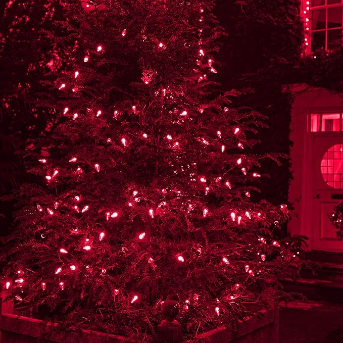 Dazzle Bright C6 Christmas String Lights 200 LED 66 FT Waterproof Connectable String Lights with Timer 8 Modes Christmas Lights for Indoor Outdoor Home Garden Yard Xmas Tree Decoration (Red)