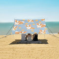 ALAZA Corgi Dog Ball Pattern Beach Tent Sun Shelter Portable Canopy Sunshade for Outdoor Camping Picnics Backyard Fun 10x9 ft