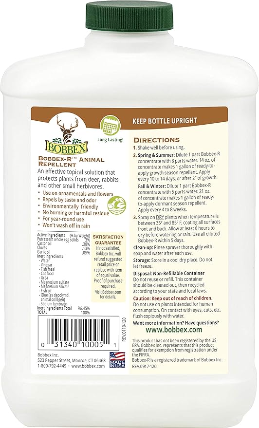 Bobbex Concentrated Animal Repellent Rabbit Squirrel and Chipmunk Repeller Concentrate (32 oz.) B550120