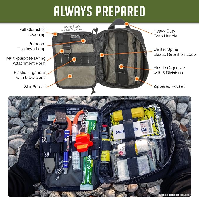 MAXPEDITION Beefy Pocket Organizer Compact MOLLE-Compatible 1000D Nylon Tactical Pouch Everyday Carry Tool and Gear Storage for Outdoor Tactical Survival 0266