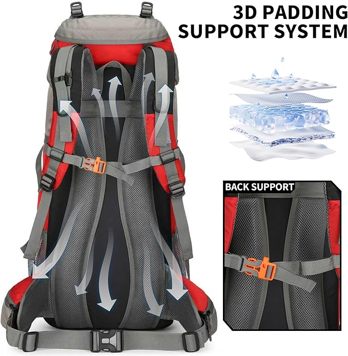 70L Camping Hiking Backpack with Rain Cover Waterproof Backpacking Backpack for Hiking Treeking Climbing Outdoor