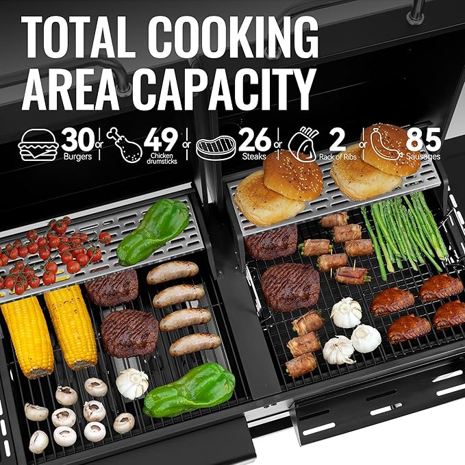 ZH3005 2-Burner Gas and Charcoal Combo Grill with Side Burner 34000 BTU Dual Fuel Grill 823 Sq. In. Cooking Area for Outdoor Patio Garden Picnic Backyard Cooking Black